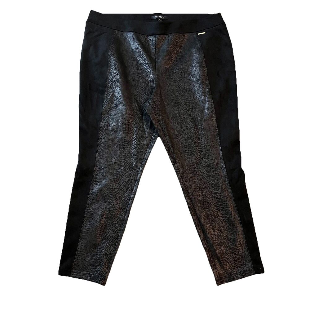 Andrew Marc Women’s Pants 3X Faux Suede Snake Print Full Control Waist Band